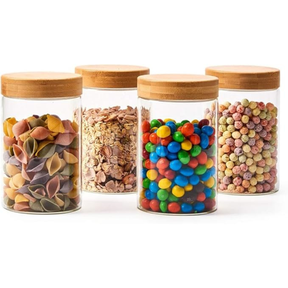 Femora Kitchen Storage Jars Borosilicate Glass With Wooden Lid Air Tig ...