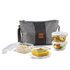 Cello Glassy Square Lunch Box Set of 4  Clear Leak-Proof Toughened Microwavable Glass