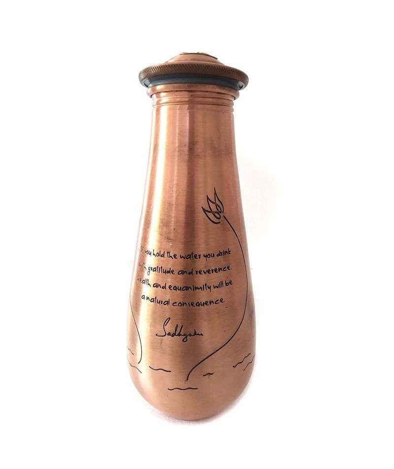 Ishalife Copper Water Bottle Engraved with Sadhguru Quote - 700 ml