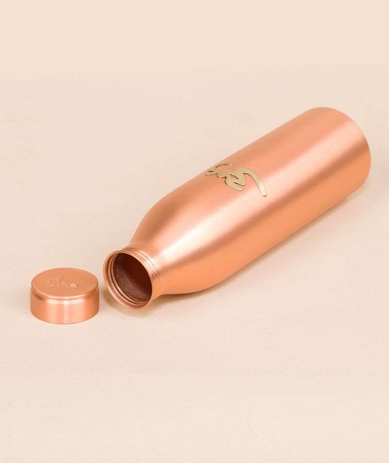 Ishalife Matte Finish Copper Water Bottle with Brass Aum - 950 ml