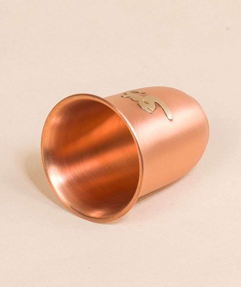 Ishalife Matte Finish Copper Glass with Brass Aum -  200 ml