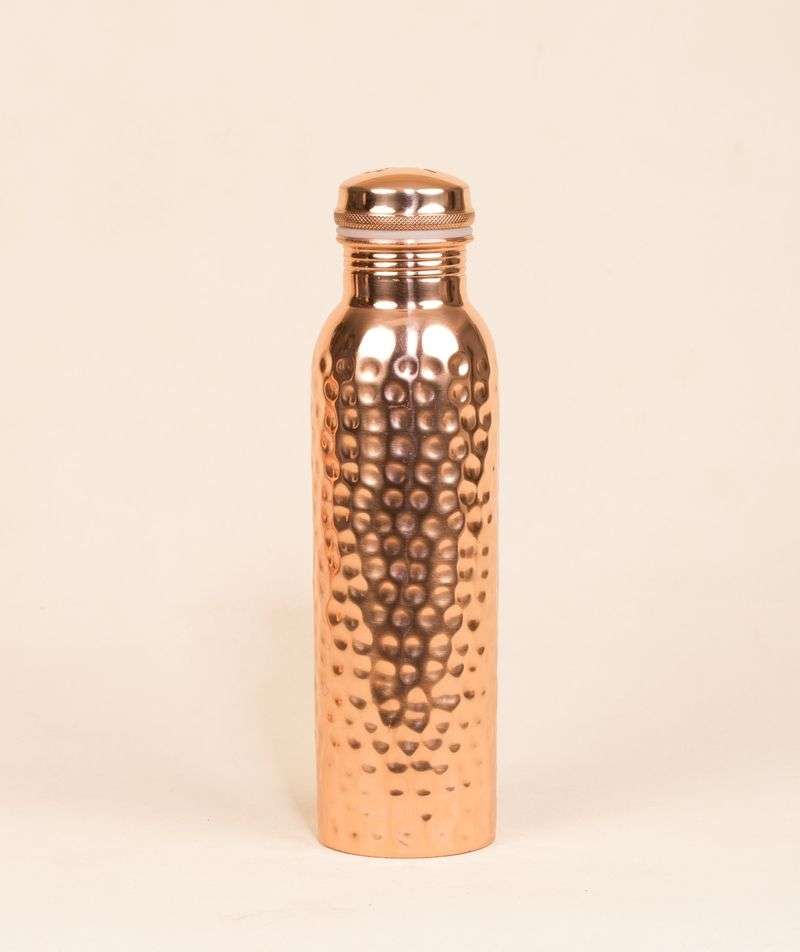 Ishalife Hammered Copper Water Bottle - 950 ml