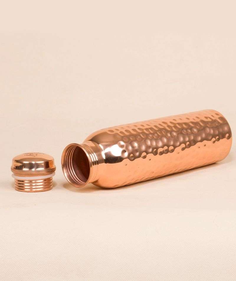 Ishalife Hammered Copper Water Bottle - 950 ml