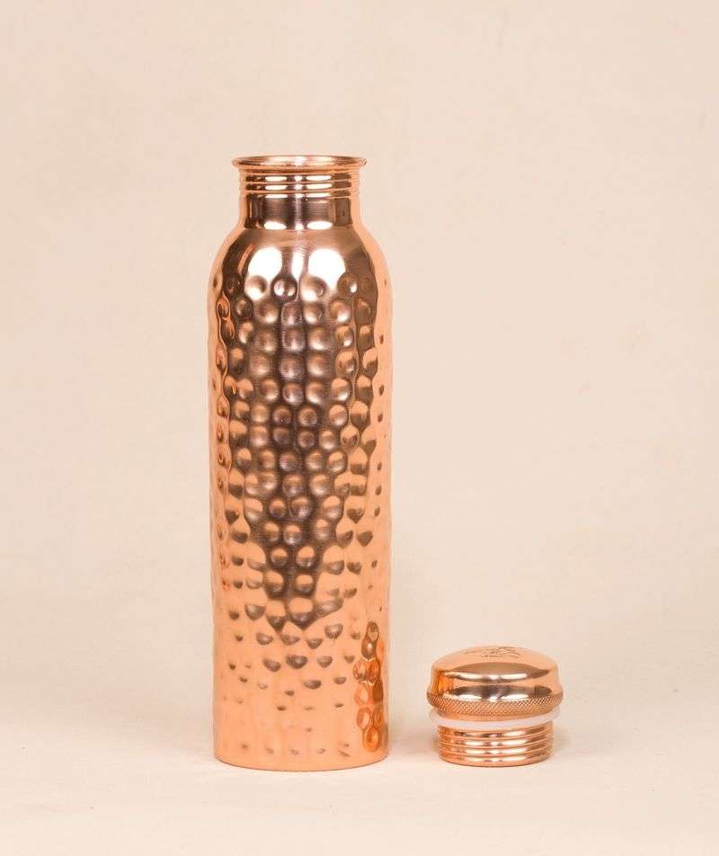 Ishalife Hammered Copper Water Bottle - 950 ml