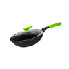 MACclite Ironium Cast Iron Pre-Seasoned Frying Pan with Glass Lid 20 cm With Long Handle and Silicone Grip