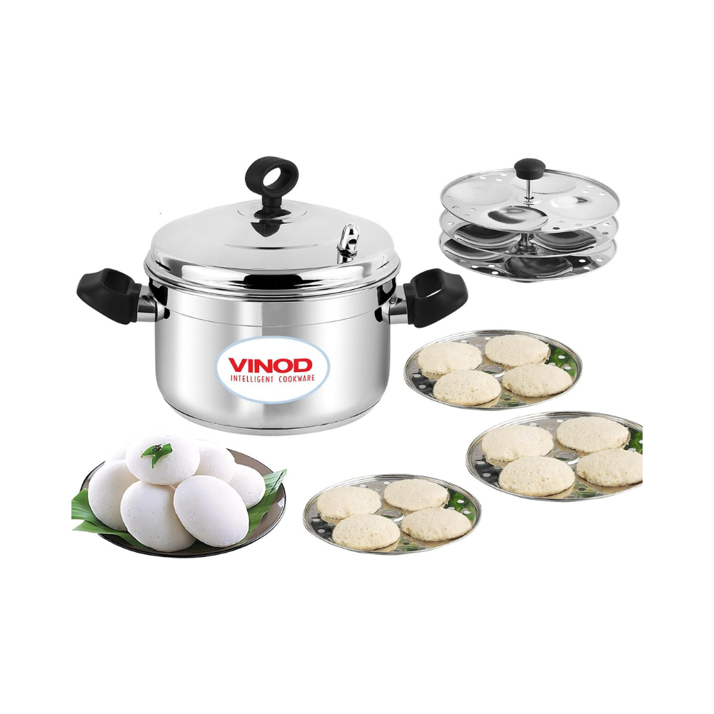 Vinod Classic Stainless Steel Idli Maker Cooker - 6 Deeper Plates | 24 Idlis