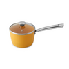 Salford Forged Ceramic Non-stick Saucepan With Glass Lid & Tubular Ss Handle | Mustard Yellow | 160mm | 1.75 Litre