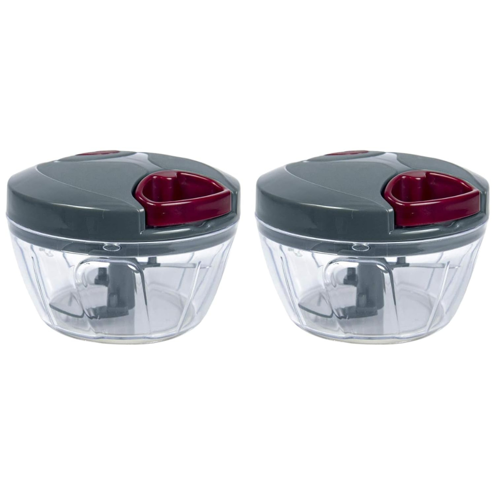 Pigeon Plastic Mini Handy and Compact Chopper With 3 Blades | 400 Ml | Pack of 2 | Grey