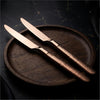 FnS Sorrento Rose Gold 2 Pcs Dinner Butter Knife Set Premium Textured Handle
