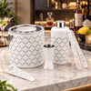 FnS Zurich White Finish 5 Pcs Bar Set (Ice Bucket, Cocktail Shaker, Peg Measure, Ice Tong, Bottle Opener)