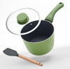 Asai Ceramic Non Stick Sauce Pan 16cm with Silicone Spatula - Green