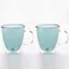 UMAI Double Walled Glass Coffee Mug Set of 2 (400ml) | Green