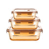 UMAI Pack of 3 Borosilicate Kitchen Containers | 356ml 600ml 970ml | Airvent Lid | Amber