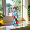 UMAI Borosilicate Glass Water Bottle 750ml | Bamboo Lid | Blue-Pink Multi Print