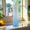 UMAI Borosilicate Glass Water Bottle 750ml | Bamboo Lid | White-Blue