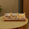 UMAI Platters Serving Set Combo Wooden Tray + Spoons + 3 Glass Jars 180ml Transparent