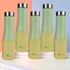 Pack of 5: Stainless Steel Water Bottles - Leak Proof, Durable | 1 Litre | Lemon-Green Gradient