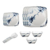 Melamine Dinner Set Pack of 12 Floral Design Serves 4 Blue White