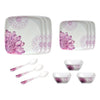 Melamine Dinner Set Pack of 12 Floral 4 Serving Pieces Pink White