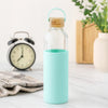 The Better Home Borosilicate Glass Water Bottle (500ml) | Bamboo Lid & Silicon Sleeve | Green