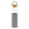 The Better Home Borosilicate Glass Water Bottle (500ml) | Bamboo Lid & Silicon Sleeve | Grey