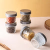 Nestasia Textured Mason Jar Small Set of 6 | Glass Kitchen Jars with Lid | Pantry Storage