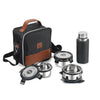CELLO MF President Combo Stainless Steel Lunch Box with Bag, Black Leatherite