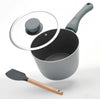 Asai Ceramic Non Stick Sauce Pan 16cm with Silicone Spatula - Grey