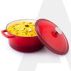 AGARO Royal Enamelled Cast Iron 5L Casserole with Lid | No Chemical Coating | Gas & Induction | Red