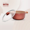 MACclite Butter Scotch Die Cast Non Stick Casserole With Glass Lid 24cm Dia, 4.2 Liters, Induction Base