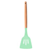 Woodtula Kitchen Silicone Slotted Turner with Wooden Handle Non-Stick Kitchen Utensil Tools Green
