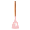 Woodtula Kitchen Silicone Slotted Turner with Wooden Handle Non-Stick Kitchen Utensil Tools Pink