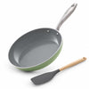 Asai Ceramic Pan for Cooking 24cm Non Stick Frying Pan - Green