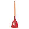 Woodtula Kitchen Silicone Slotted Turner with Wooden Handle Non-Stick Kitchen Utensil Tools Red