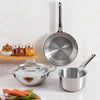 Futuretec Triply Stainless Steel Cookware Set 4 Pcs - 22cm (2.4 L) Extra Deep Kadai, 22cm (1.6 L) Frypan, 16cm (1.6 L) Saucepan