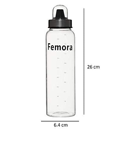 Femora Borosilicate Glass Oil Dispenser | 500ml | Set of 2 | Clear