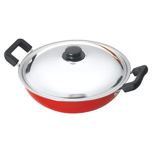 Premier Non Stick Kadai With Stainless Steel Lid 26cm Red (Code-01977) | Advanced Non-stick - 802 gms