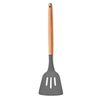 P-Plus International Silicone Slotted Spatula High Heat Resistant to 480°F Food Wooden Handle Grey