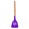 P-Plus International Silicone Slotted Spatula High Heat Resistant to 480°F Wooden Handle Purple