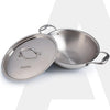AGARO Regency Triply Steel Kadai with Lid | Tri-Ply Stainless Steel | Gas & Induction - 24cm