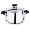 Praylady Stainless Steel Stock Pot with Glass Lid Ecstasy Series 3 Ply Base Stock Pot Size 16 cm Capacity