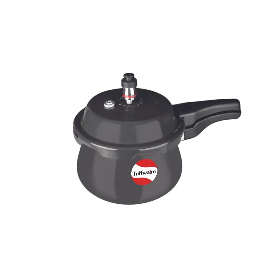 TUFFWARE Hard Anodised 6.5 Litre Outer Lid Handi Shape Pressure Cooker | 4mm Thick Base | Non Reactive, Non Toxic &Non Staining Food Grade | Long Lasting Gasket | BIS & ISI Certified | 5 Year Warranty