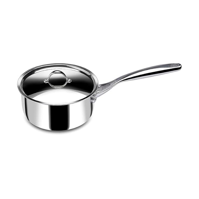 Stahl Stainless Steel Tea Pan | Triply Saucepan With Lid | Milk Pan 1l | Gas & Induction Base Sauce Pan | Artisan 4214 | Dia 14 Cm