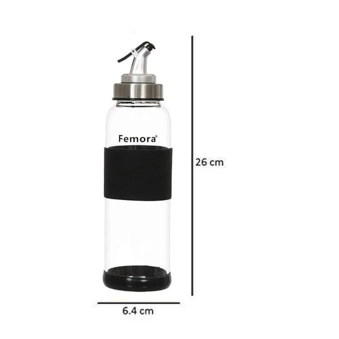 Femora Borosilicate Glass Oil Dispenser With Lid | 500ml | Set of 2