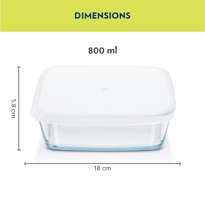 Borosil Square Glass Baking Dish With Lid | 800 Ml | Microwave Safe & Oven Safe | Clear