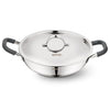 Allo Triply Stainless Steel Kadhai with Handles Perfect Kadhai for Curry 26cm 3 litres Non-Stick with Lid