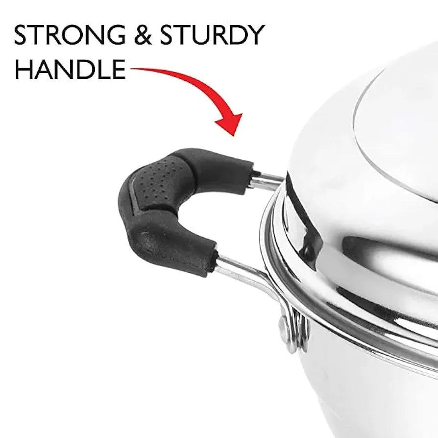 Cello Stainless Steel Induction Base Idli Cooker and Multi Kadhai Set of 6, Silver, 5 Liter | Compatible with Gas Stove & Induction | Ideal for Dhokla, Patra, Idli and Momos