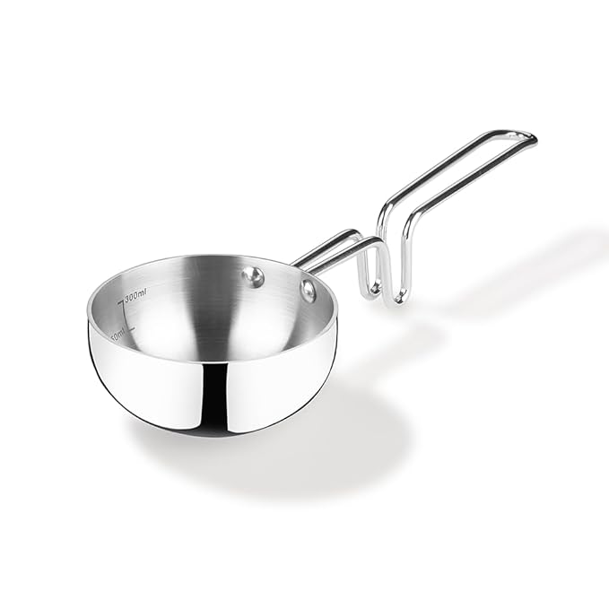 Arttdinox by Jindal Lifestyle Reflecto Triply Stainless Steel Tadka Pan | Tadka Pan Induction Base | 12cm | Silver