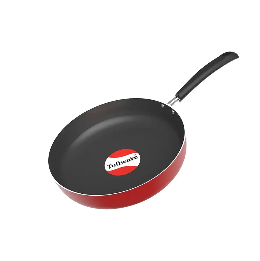 Tuffwaire Non-Stick Aluminium Deep Fry Pan With Stainless Steel Lid, Sturdy Riveted and Bakelite Handle, 240mm Diameter, 3mm Thick, Non Toxic and PFOA Free, 12 Months Warranty
