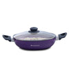 Wonderchef Valencia Non-stick 24 Cm Kadhai With Glass Lid | Purple